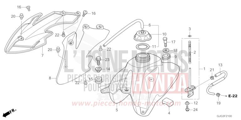 RESERVOIR A CARBURANT de CRF50F EXTREME RED (R292) 2023