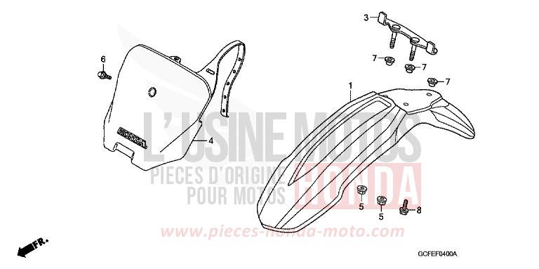 AILE AVANT de CRF70F EXTREME RED (R292) de 2004