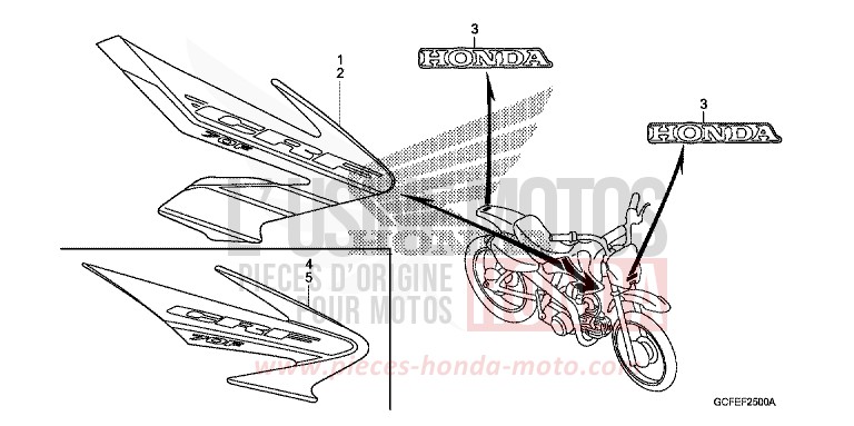 RAYURE/MARQUE (CRF70F4/5) de CRF70F EXTREME RED (R292) de 2004