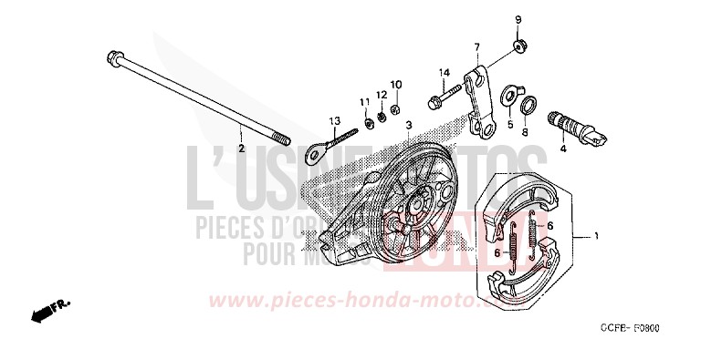PANNEAU DE FREIN ARRIERE de CRF70F EXTREME RED (R292) 2006