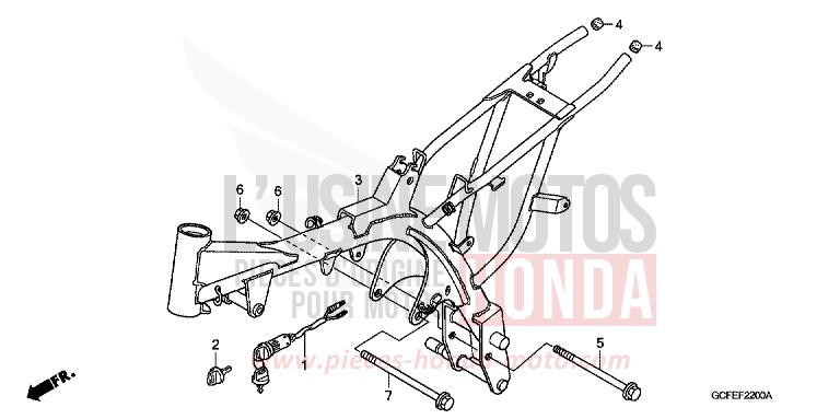 CARROSSERIE DE CHASSIS de CRF70F EXTREME RED (R292) 2006