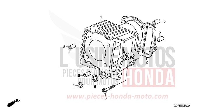 CYLINDRE de CRF70F EXTREME RED (R292) de 2007