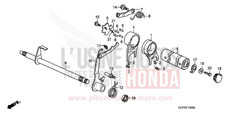 BARILLET DE SELECTION de CRF70F EXTREME RED (R292) de 2007