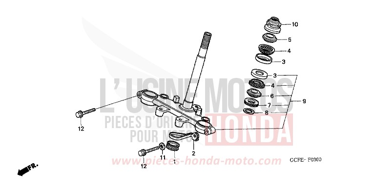 TIGE DE DIRECTION de CRF70F EXTREME RED (R292) de 2007
