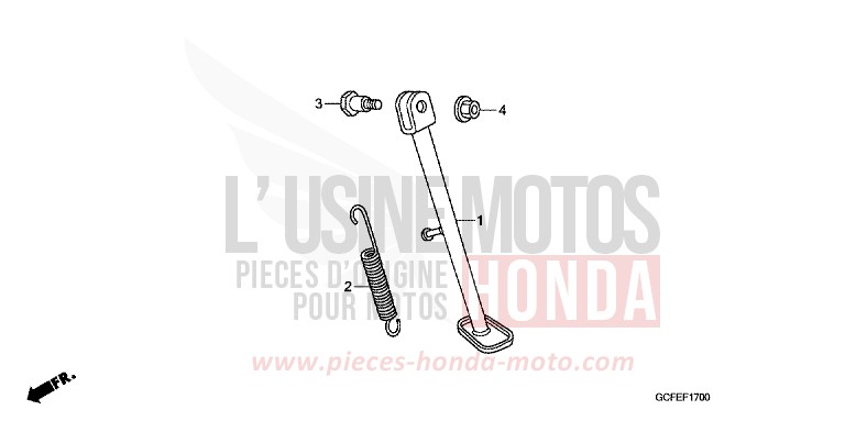 BEQUILLE de CRF70F EXTREME RED (R292) de 2007