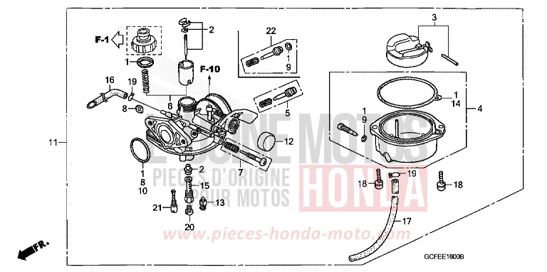 CARBURATEUR de CRF70F EXTREME RED (R292) 2009
