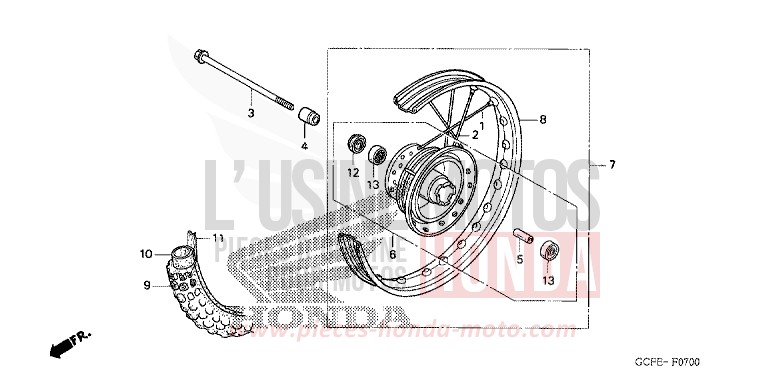 ROUE AVANT de CRF70F EXTREME RED (R292) 2009