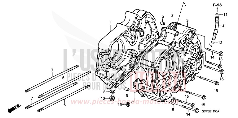 CARTER MOTEUR de CRF70F EXTREME RED (R292) 2011