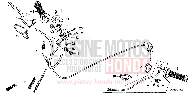 LEVIER DE GUIDON/COMMUTATEUR/CABLE de CRF70F EXTREME RED (R292) 2011
