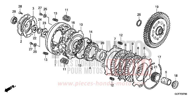 EMBRAYAGE de CRF70F EXTREME RED (R292) 2012
