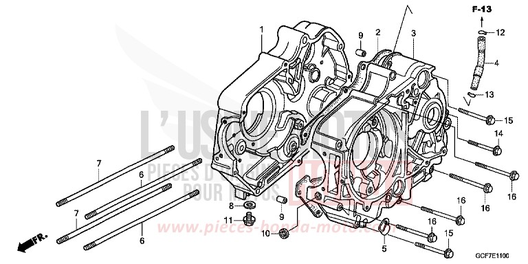 CARTER MOTEUR de CRF70F EXTREME RED (R292) 2012