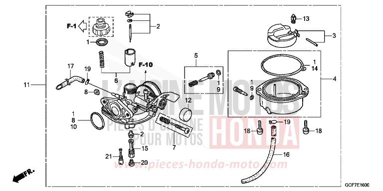 CARBURATEUR de CRF70F EXTREME RED (R292) 2012