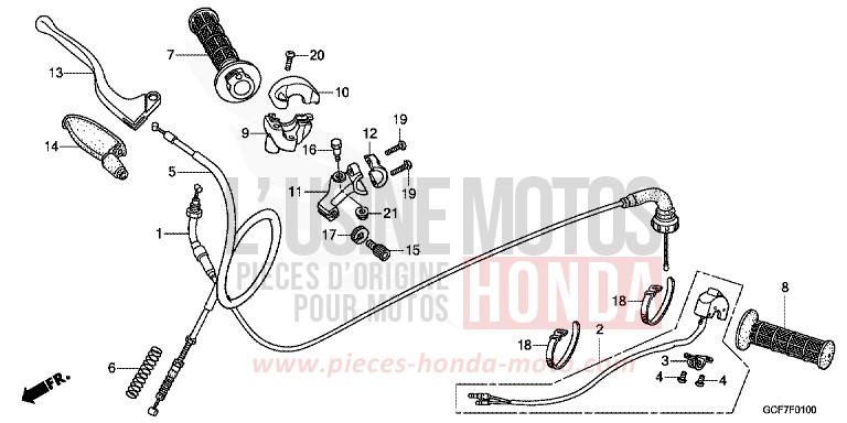 LEVIER DE GUIDON/COMMUTATEUR/CABLE de CRF70F EXTREME RED (R292) 2012
