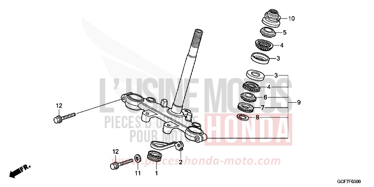 TIGE DE DIRECTION de CRF70F EXTREME RED (R292) 2012