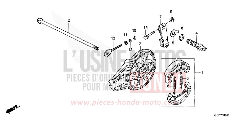 PANNEAU DE FREIN ARRIERE de CRF70F EXTREME RED (R292) 2012