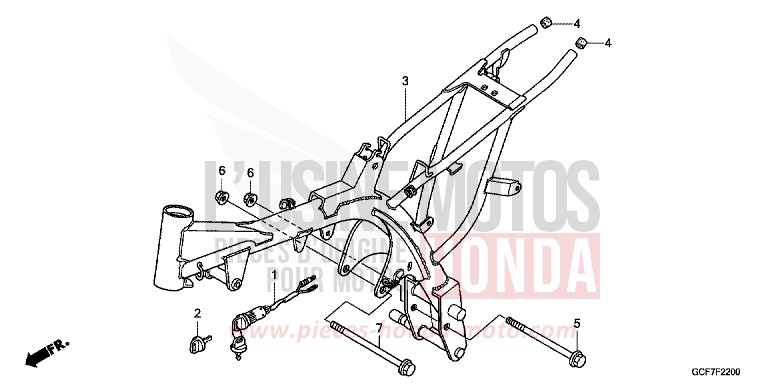 CARROSSERIE DE CHASSIS de CRF70F EXTREME RED (R292) 2012