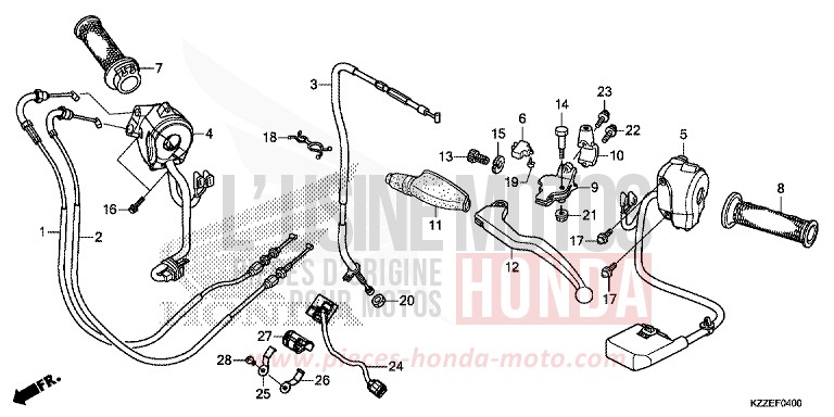 LEVIER DE GUIDON/COMMUTATEUR/CABLE de CRF250RA NOIR (NH1) 2017