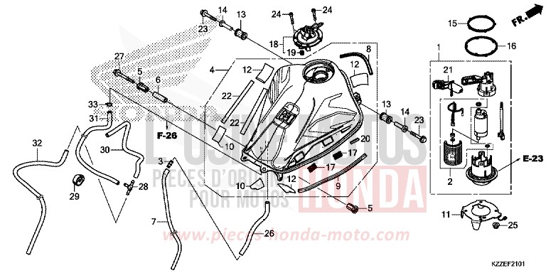 RESERVOIR A CARBURANT (CRF250RL/RLA) de CRF250RA EXTREME RED (R292) 2017