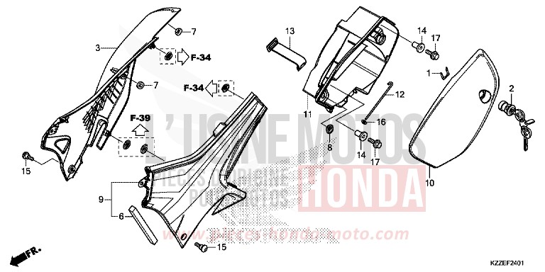 COUVERCLE LATERAL (CRF250RL/RLA) de CRF250RA EXTREME RED (R292) 2017