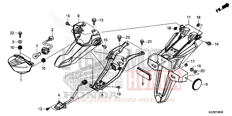 FEU ARRIERE de CRF250RA EXTREME RED (R292) 2017