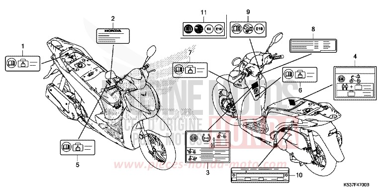 ETIQUETTE DE PRECAUTIONS de SH300A PEARL SPLENDOR RED (R369) 2017