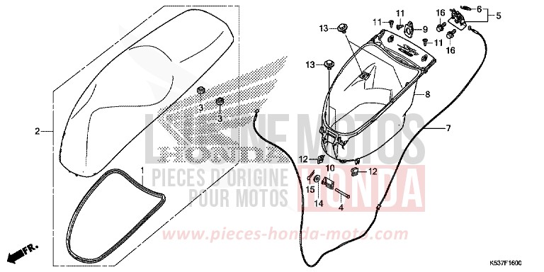 COMPARTIMENT A BAGAGES/SIEGE de SH300A LUCENT SILVER METALLIC (NHB87) 2017