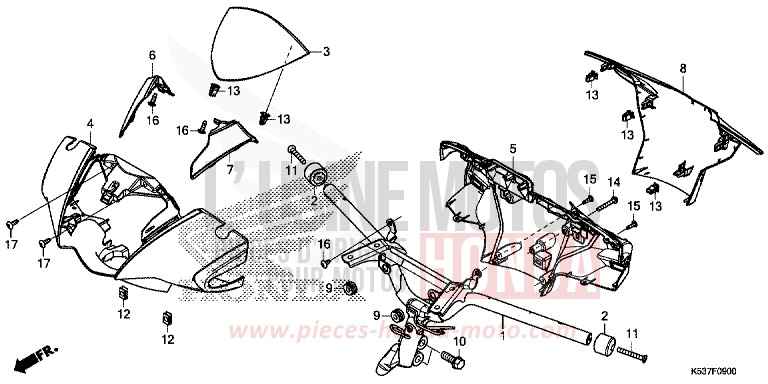 TUYAU DE GUIDON/REVETEMENT DE GUIDON de SH300A PEARL SPLENDOR RED (R369) de 2017