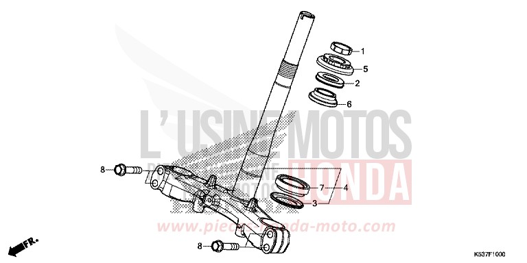 TIGE DE DIRECTION de SH300A PEARL SPLENDOR RED (R369) de 2017
