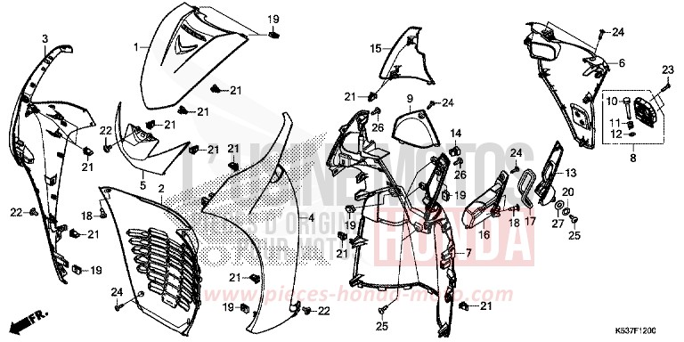 GAINE DE PROTECTION AVANT de SH300A PEARL SPLENDOR RED (R369) de 2017