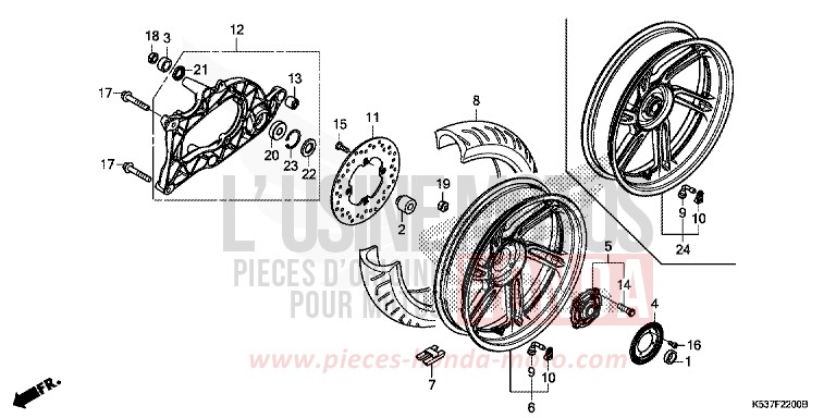 ROUE ARRIERE/BRAS OSCILLANT de SH300A PEARL SPLENDOR RED (R369) de 2017