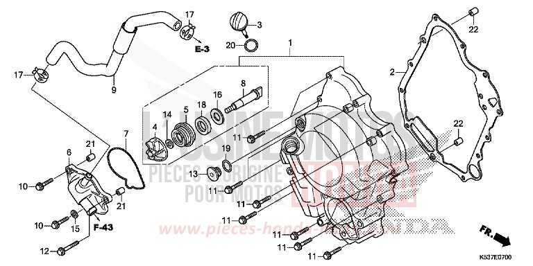 PANNEAU CARTER-MOTEUR D./POMPE A EAU de SH300A PEARL NIGHTSTAR BLACK (NHA84) 2018