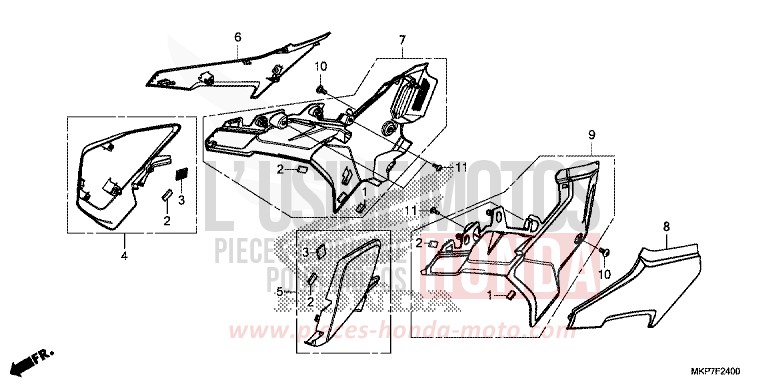 COUVERCLE LATERAL de CB500X GRAND PRIX RED (R380) de 2020