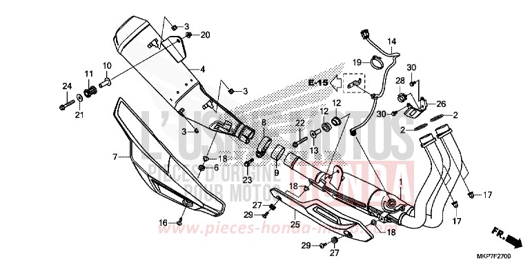 SILENCIEUX D'ECHAPPEMENT de CB500X GRAND PRIX RED (R380) 2020