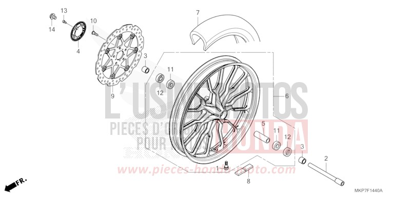 ROUE AVANT (CB400XAK,CB500X,CB500XAK/L/M) de CB500X MAT GUNPOWDER BLACK METALLIC (NH436) de 2019