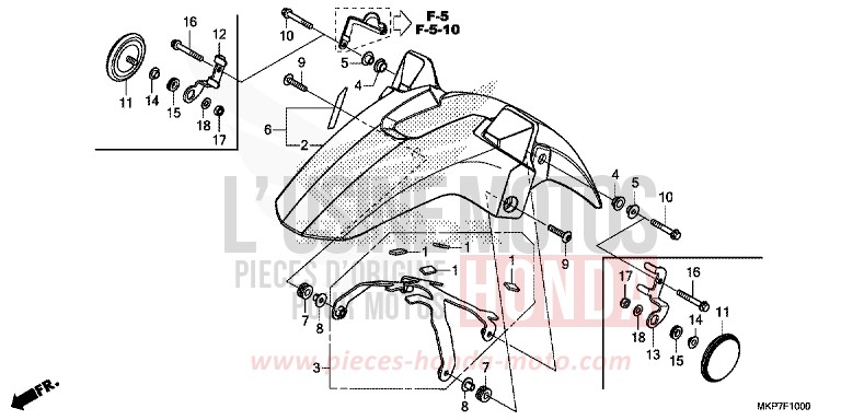 AILE AVANT (CB400XAK,CB500X,CB500XAK/L/M) de CB500X PEARL METALLOID WHITE (NHA96) de 2019
