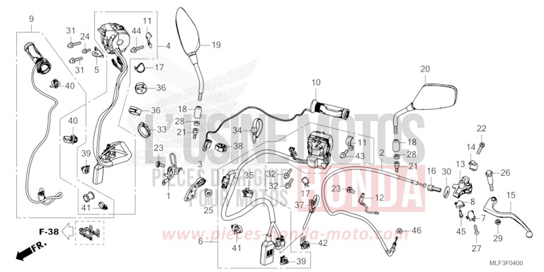 CONTACTEUR DE POIGNEE/LEVIER/CABLE/MIROIR (NT1100A) de NT1100 PEARL GLARE WHITE (NHB53) 2023