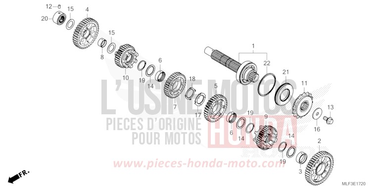 BOITE DE VITESSES (ARBRE INTERMEDIAIRE) (NT1100D) de NT1100 MAT IRIDIUM GRAY METALLIC (NHC64) 2023