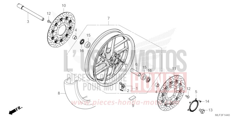 ROUE AVANT de NT1100 PEARL GLARE WHITE (NHB53) 2023