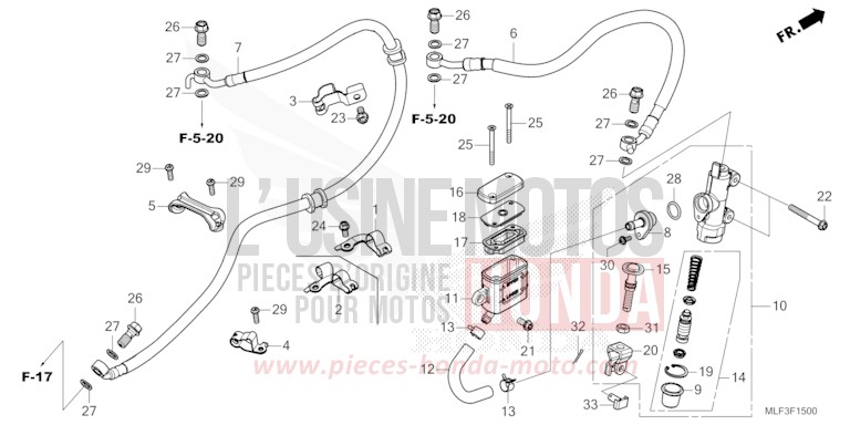 MAÎTRE-CYLINDRE DE FREIN ARRIÈRE de NT1100 PEARL GLARE WHITE (NHB53) 2023