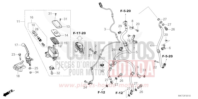 MAITRE-CYLINDRE DE FREIN AVANT CYLINDRE de X-ADV SHASTA WHITE (NH138) de 2023