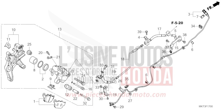 ETRIER DE FREIN ARRIERE de X-ADV MAT IRIDIUM GRAY METALLIC (NHC64) de 2023