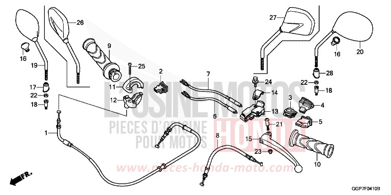 LEVIER DE GUIDON/COMMUTATEUR/CABLE de NSC50E PEARL NIGHTSTAR BLACK (NHA84) 2014