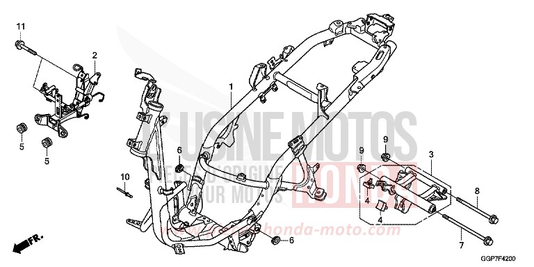 CARROSSERIE DE CHASSIS (NSC50/MPD/WH) de NSC50MPD PEARL WHITE (NHA20) 2012