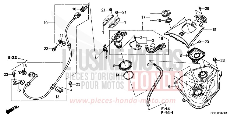 RESERVOIR A CARBURANT de NSC50MPD PEARL COOL WHITE (NHA16) 2014