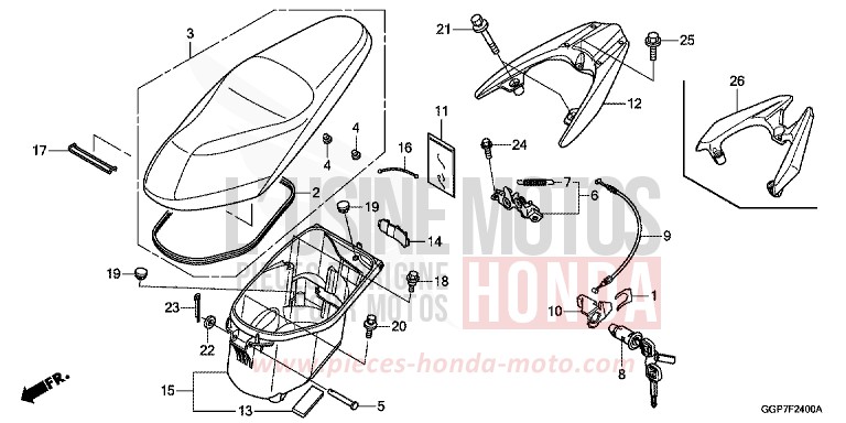 SIEGE/COMPARTIMENT A BAGAGES de NSC50MPD VIBRANT ORANGE (YR250) 2013