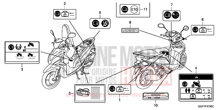 ETIQUETTE DE PRECAUTIONS (NSC50/MPD/WH) de NSC50MPD BOSS GRAY METALLIC (NHA21) 2012