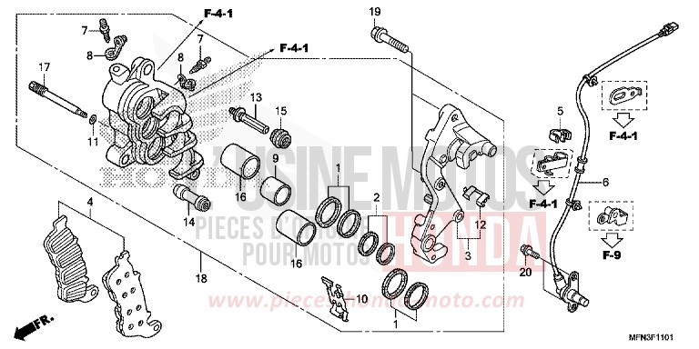 BREMSSATTEL, R. VORNE (CB1000RA) de CB1000R HYPER RED (R348B) de 2015