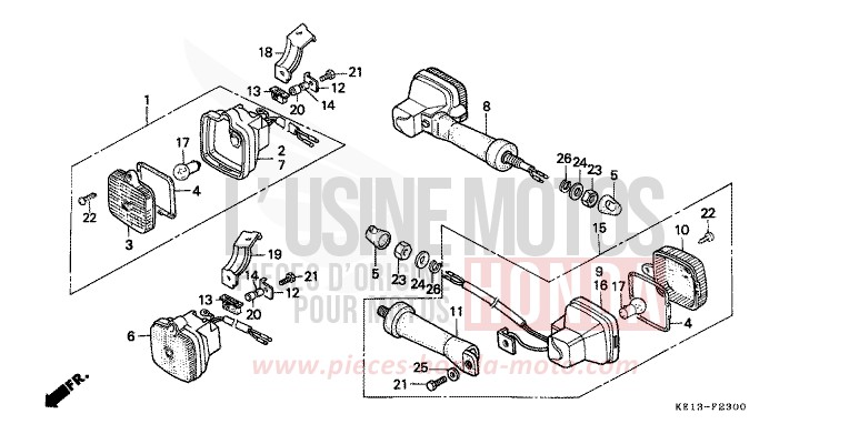CLIGNOTANT (1) de MTX125R CORTINA WHITE (NH111) 1983