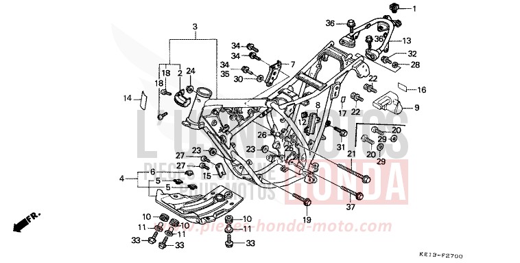CARROSSERIE DE CHASSIS de MTX125R SHASTA WHITE (NH138) 1983