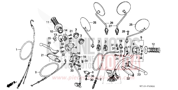 LEVIER DE GUIDON/CABLE/COMMUTATEUR de MTX125R CORTINA WHITE (NH111) 1985